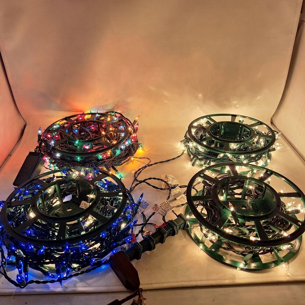 Christmas Lights Rolls Bundle 5 Strings Multicolor White Blue Red Carrying Case
